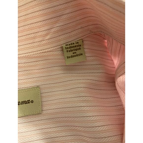 Tommy Bahama Dress Shirt Men's Pink Striped Button Up Shirt Size 17.5 32-33 L/S - Picture 3 of 5